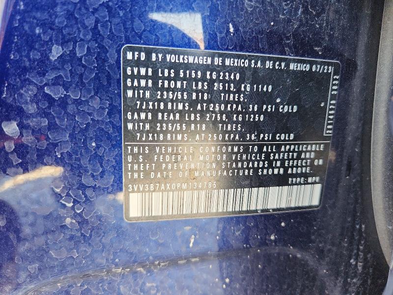 61406156 :رقم المزاد ، 3VV3B7AX0PM134785 vin ، 2023 Volkswagen Tiguan مزاد بيع