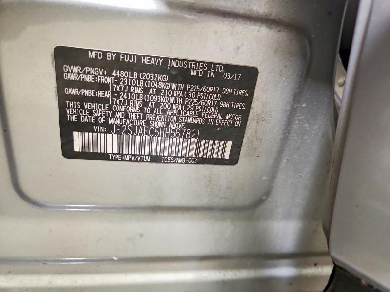 2017 Subaru Forester მანქანა იყიდება აუქციონზე, vin: JF2SJAEC5HH567821, აუქციონის ნომერი: 62138996