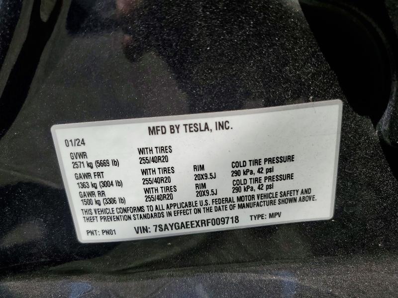 Aukcja sprzedaży 2024 Tesla Model Y, vin: 7SAYGAEEXRF009718, numer aukcji: 63420026