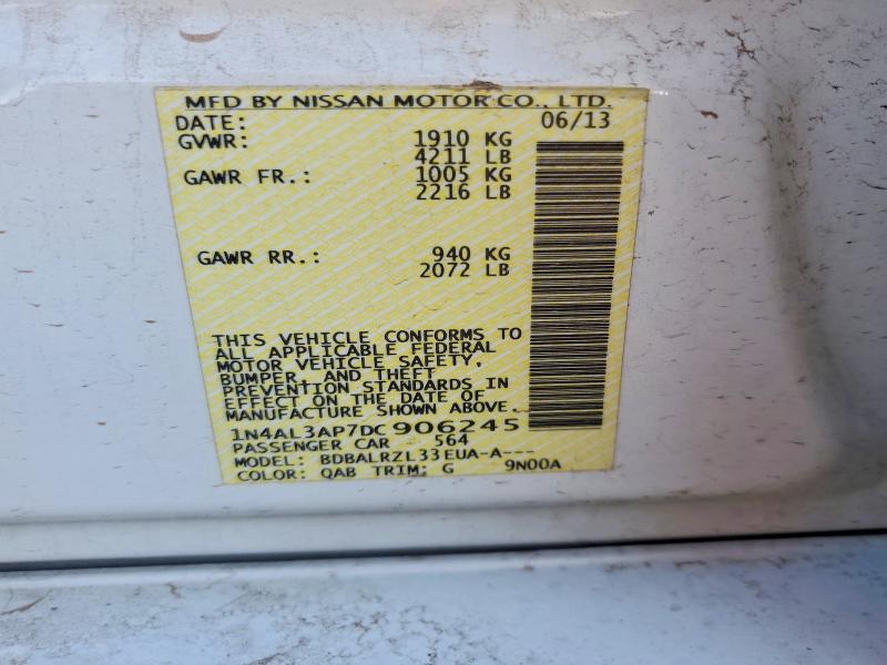 Продаж на аукціоні авто 2013 Nissan Altima, vin: 1N4AL3AP7DC906245, номер лоту: 61087736