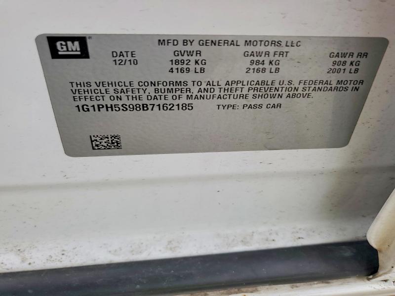 2011 Chevrolet Cruze მანქანა იყიდება აუქციონზე, vin: 1G1PH5S98B7162185, აუქციონის ნომერი: 61250736