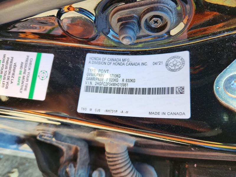 Продаж на аукціоні авто 2021 Honda Civic, vin: 2HGFC2F54MH015961, номер лоту: 60056956