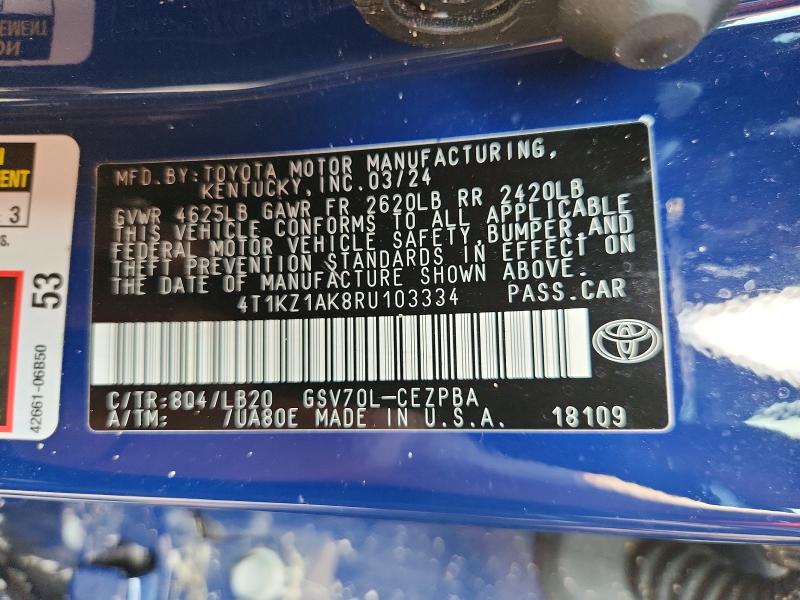 Продажа на аукционе авто 2024 Toyota Camry, vin: 4T1KZ1AK8RU103334, номер лота: 60244526