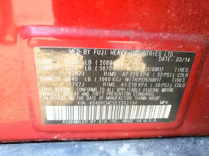 Продаж на аукціоні авто 2014 Subaru Outback, vin: 4S4BRCMC5E3302194, номер лоту: 59295386