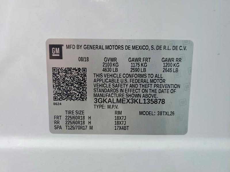 Aukcja sprzedaży 2019 Gmc Terrain, vin: 3GKALMEX3KL135878, numer aukcji: 59792276