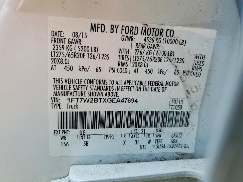 Aukcja sprzedaży 2016 Ford F250, vin: 1FT7W2BTXGEA47694, numer aukcji: 59644786