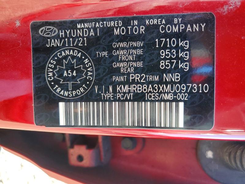 Продажа на аукционе авто 2021 Hyundai Venue, vin: KMHRB8A3XMU097310, номер лота: 61840076