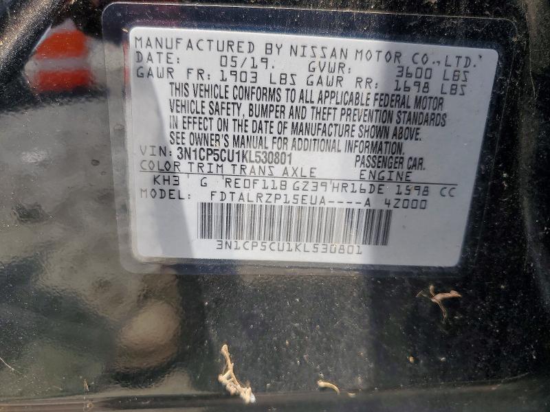 Продаж на аукціоні авто 2019 Nissan Kicks, vin: 3N1CP5CU1KL530801, номер лоту: 59915706
