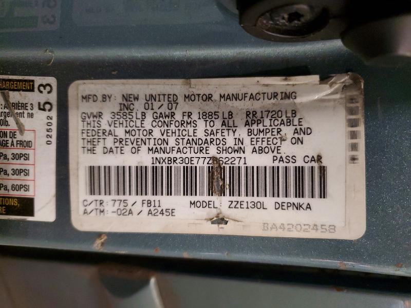 62099356 :رقم المزاد ، 1NXBR30E77Z862271 vin ، 2007 Toyota Corolla مزاد بيع
