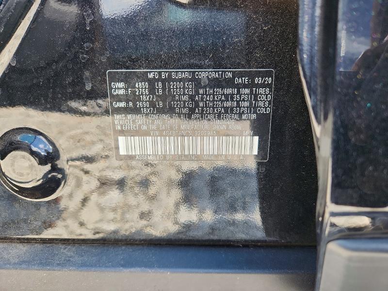 Aukcja sprzedaży 2020 Subaru Outback, vin: 4S4BTANC5L3202985, numer aukcji: 58908576