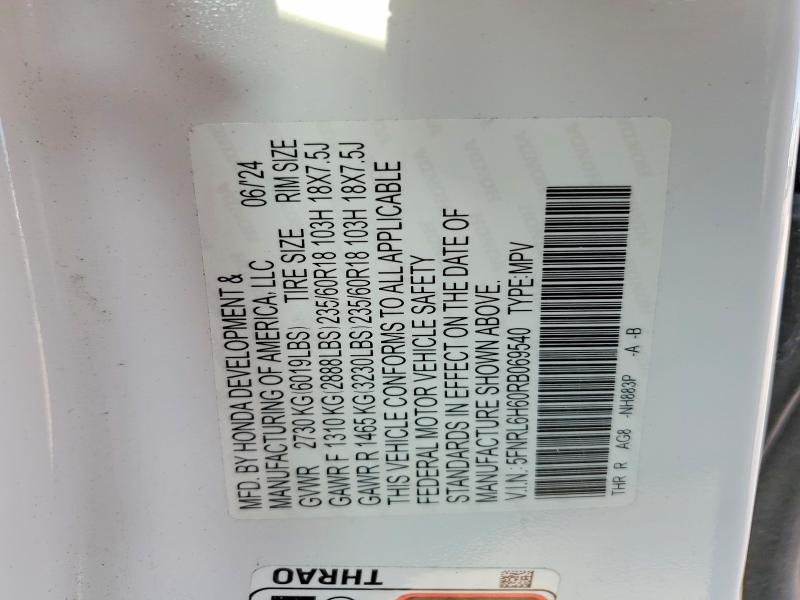 Продажа на аукционе авто 2024 Honda Odyssey, vin: 5FNRL6H60RB069540, номер лота: 60060196