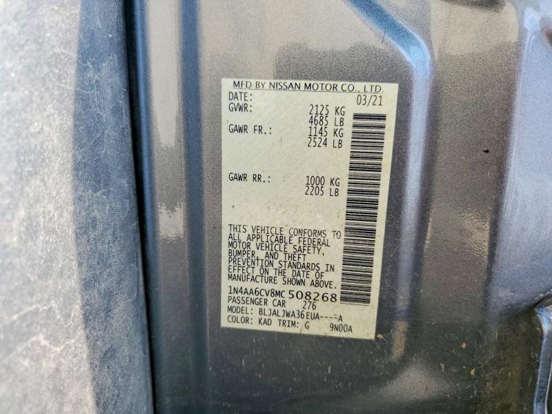 Продаж на аукціоні авто 2021 Nissan Maxima, vin: 1N4AA6CV8MC508268, номер лоту: 58897976