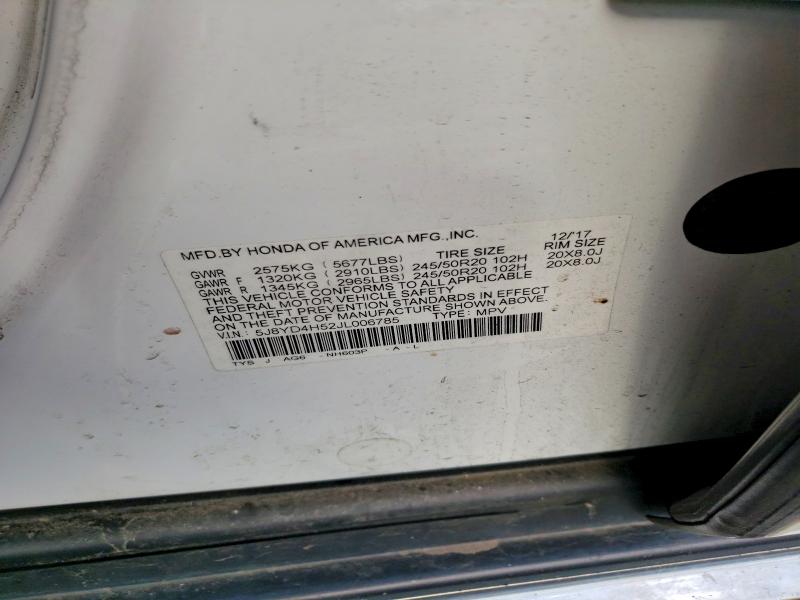 2018 Acura Mdx მანქანა იყიდება აუქციონზე, vin: 5J8YD4H52JL006785, აუქციონის ნომერი: 85632335