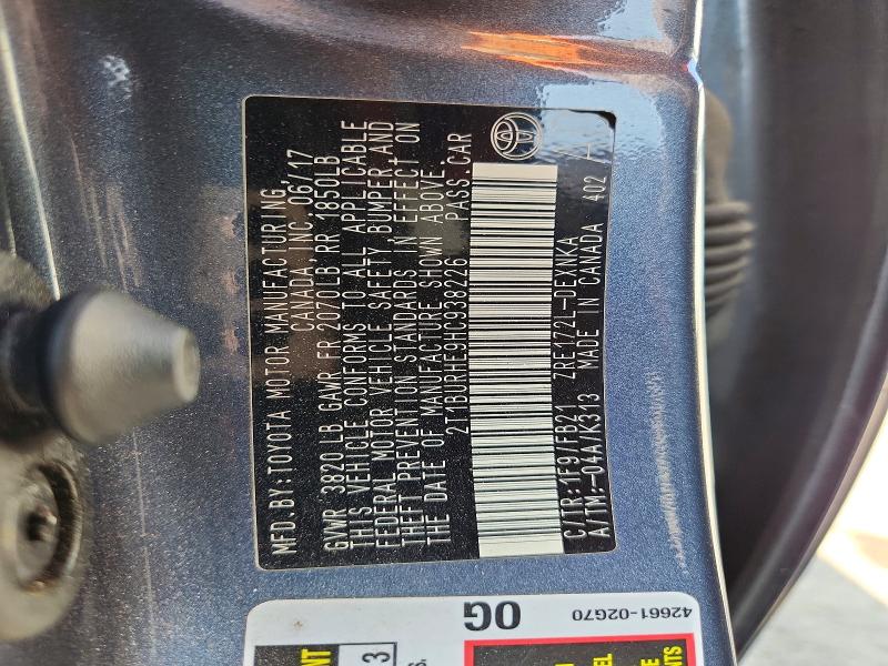 Aukcja sprzedaży 2017 Toyota Corolla, vin: 2T1BURHE9HC938226, numer aukcji: 59305566