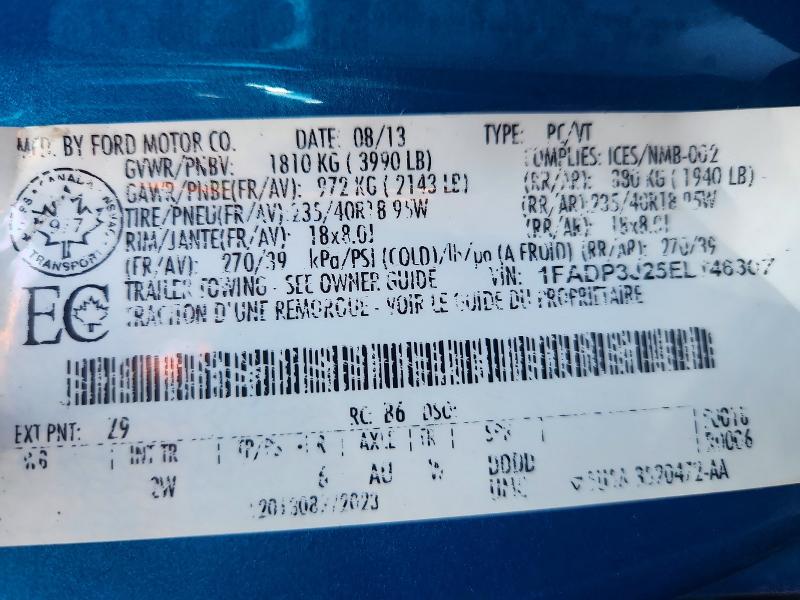 Продажа на аукционе авто 2014 Ford Focus, vin: 1FADP3J25EL146307, номер лота: 60495066