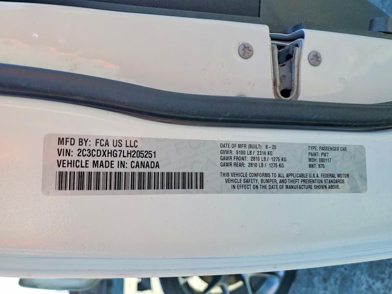 62351306 :رقم المزاد ، 2C3CDXHG7LH205251 vin ، 2020 Dodge Charger مزاد بيع
