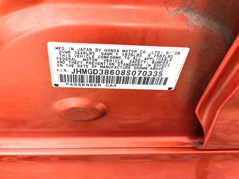 Продаж на аукціоні авто 2008 Honda Fit, vin: JHMGD38608S070335, номер лоту: 62988246