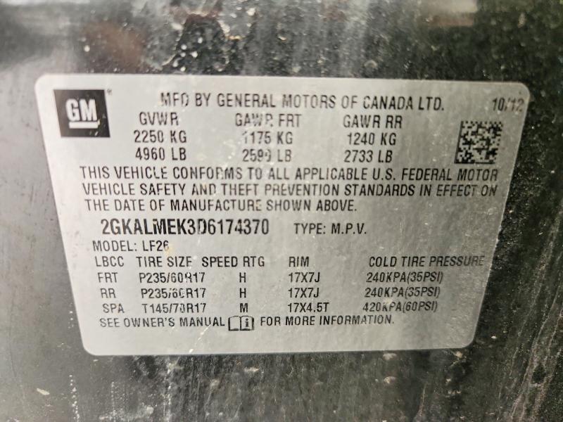 2013 Gmc Terrain მანქანა იყიდება აუქციონზე, vin: 2GKALMEK3D6174370, აუქციონის ნომერი: 61601246