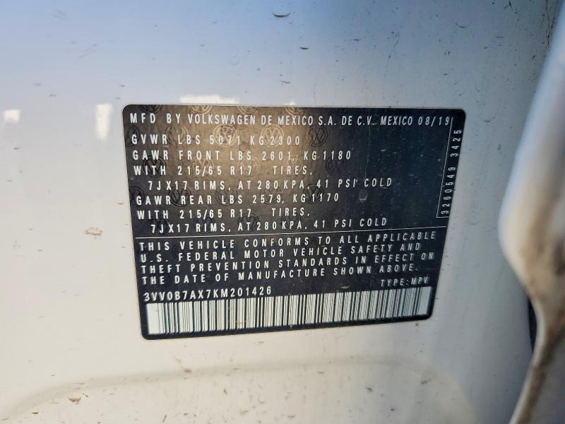 Aukcja sprzedaży 2019 Volkswagen Tiguan, vin: 3VV0B7AX7KM201426, numer aukcji: 59366806