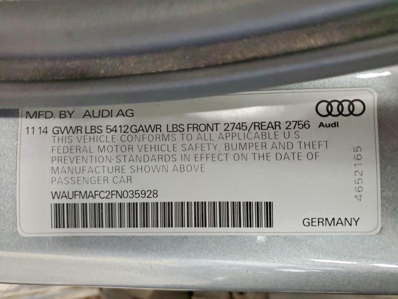 2015 Audi A6 მანქანა იყიდება აუქციონზე, vin: WAUFMAFC2FN035928, აუქციონის ნომერი: 63685286
