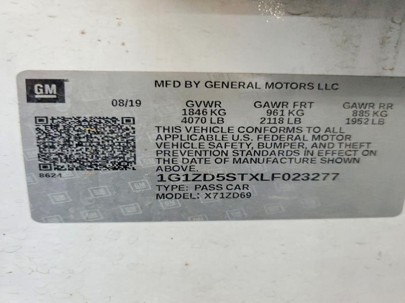 Aukcja sprzedaży 2020 Chevrolet Malibu, vin: 1G1ZD5STXLF023277, numer aukcji: 60195626