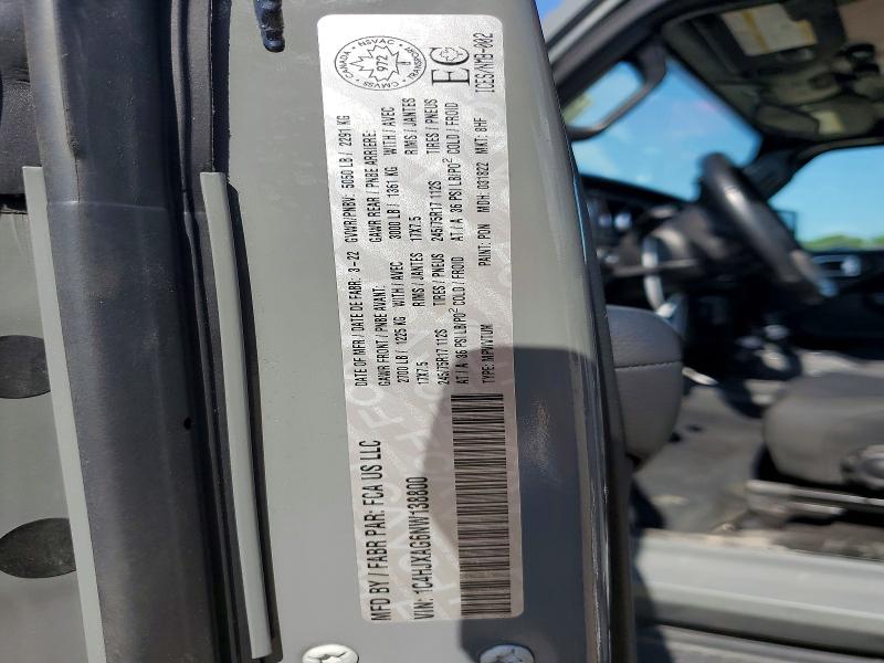 2022 Jeep Wrangler მანქანა იყიდება აუქციონზე, vin: 1C4HJXAG6NW138800, აუქციონის ნომერი: 59351796