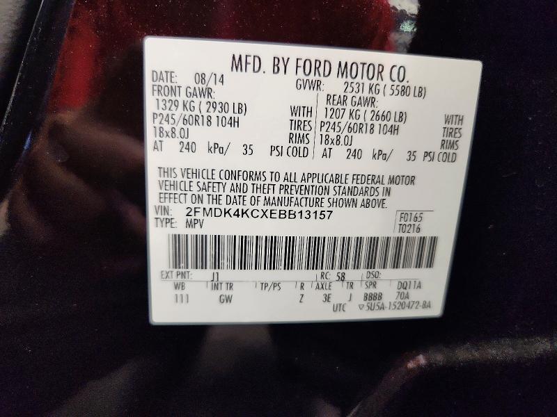 Продажа на аукционе авто 2014 Ford Edge, vin: 2FMDK4KCXEBB13157, номер лота: 59400996