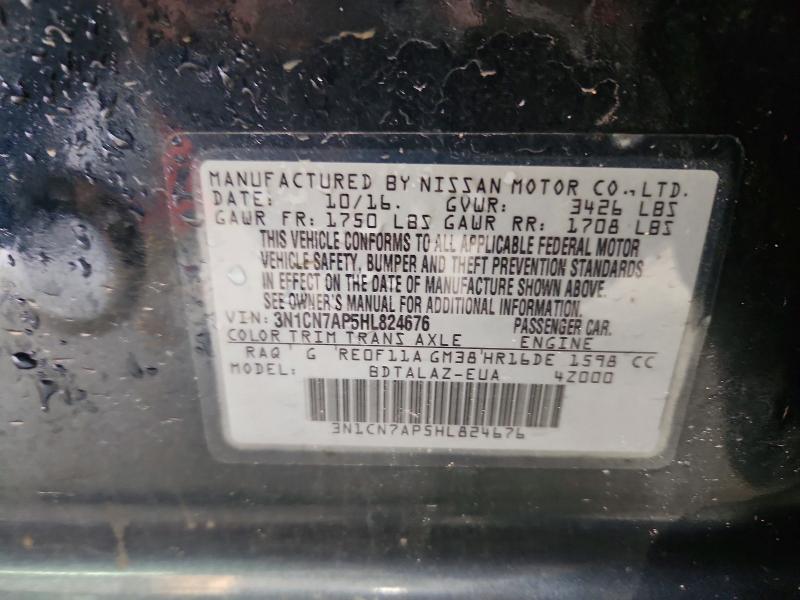 Aukcja sprzedaży 2017 Nissan Versa, vin: 3N1CN7AP5HL824676, numer aukcji: 59406536