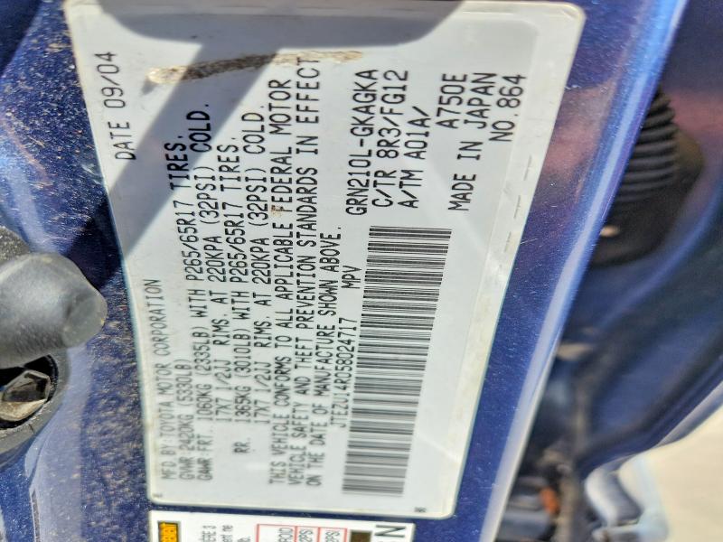 60131456 :رقم المزاد ، JTEZU14R058024717 vin ، 2005 Toyota 4runner مزاد بيع