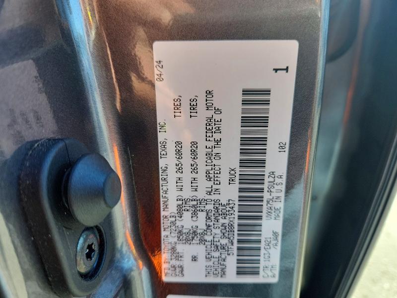2024 Toyota Tundra მანქანა იყიდება აუქციონზე, vin: 5TFWA5DB8RX193437, აუქციონის ნომერი: 62862686