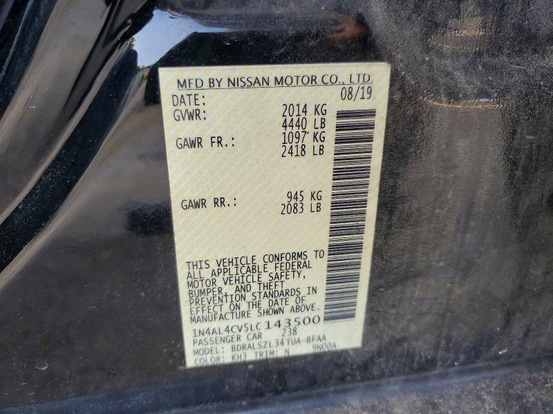 Aukcja sprzedaży 2020 Nissan Altima, vin: 1N4AL4CV5LC143500, numer aukcji: 62519006