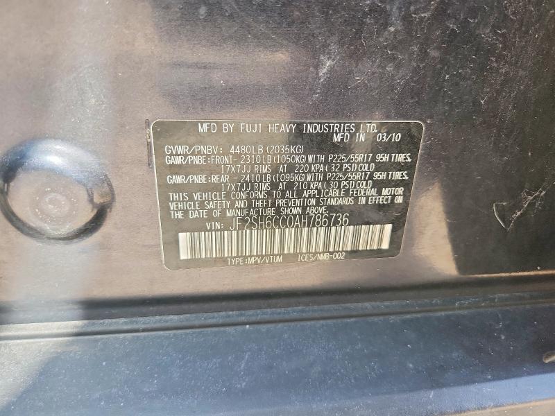 Продажа на аукционе авто 2010 Subaru Forester, vin: JF2SH6CC0AH786736, номер лота: 58894676