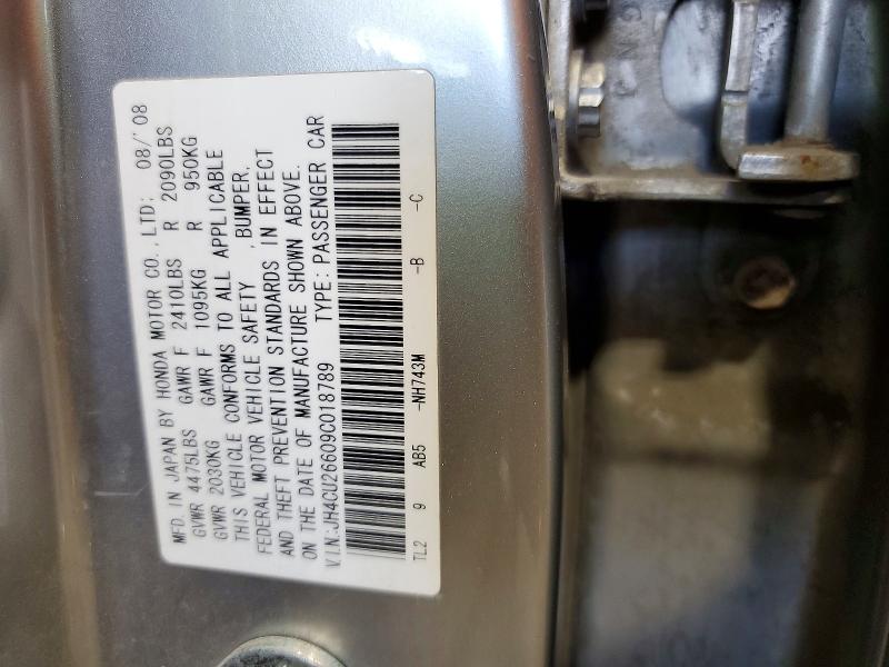 60986206 :رقم المزاد ، JH4CU26609C018789 vin ، 2009 Acura Tsx مزاد بيع
