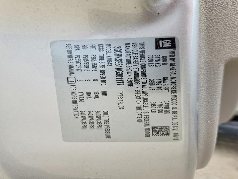 2010 Chevrolet Silverado მანქანა იყიდება აუქციონზე, vin: 3GCRKSE31AG301177, აუქციონის ნომერი: 62021656