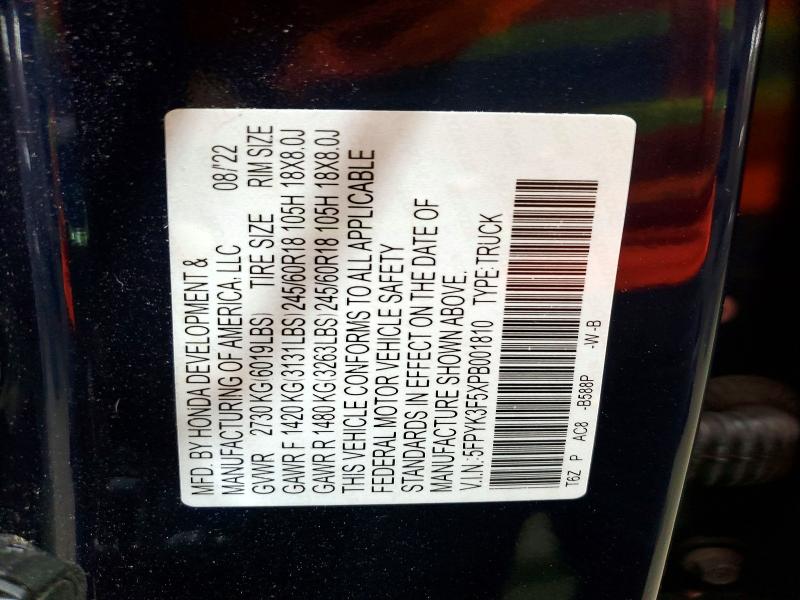 Продаж на аукціоні авто 2023 Honda Ridgeline, vin: 5FPYK3F5XPB001810, номер лоту: 61493656