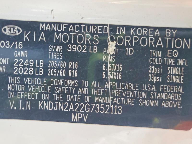 Aukcja sprzedaży 2016 Kia Soul, vin: KNDJN2A22G7352113, numer aukcji: 59709036