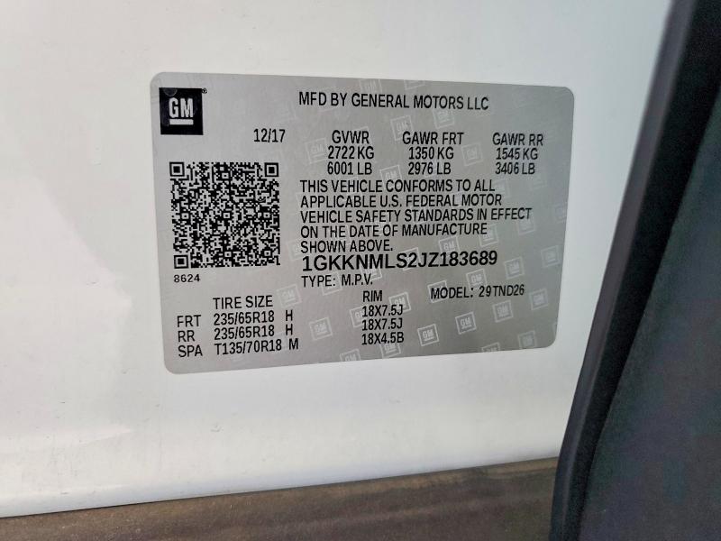 Продаж на аукціоні авто 2018 Gmc Acadia, vin: 1GKKNMLS2JZ183689, номер лоту: 60031396