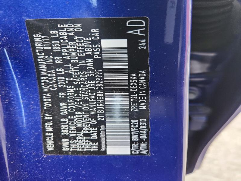 Продаж на аукціоні авто 2017 Toyota Corolla, vin: 2T1BURHE8HC829997, номер лоту: 60139146