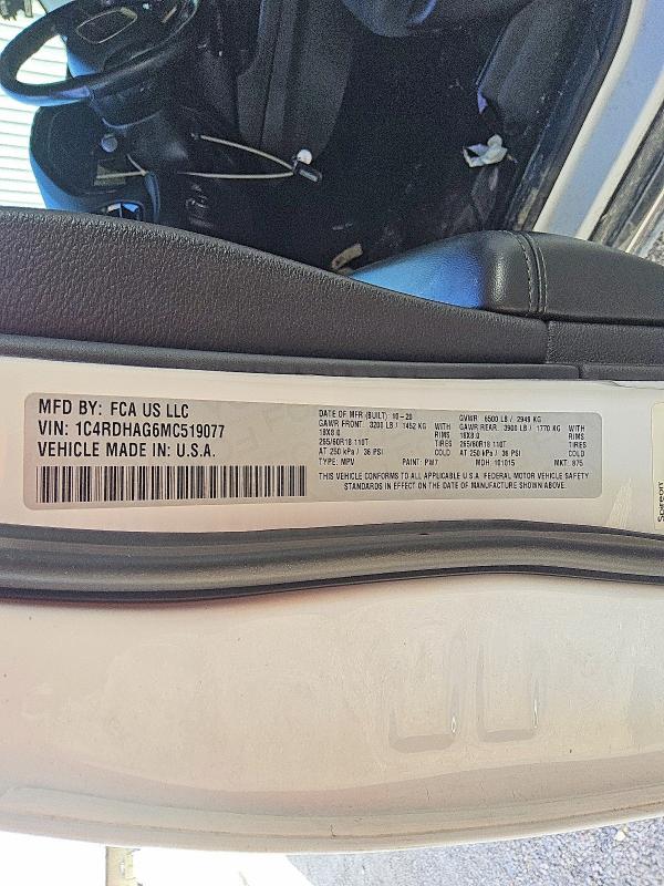 62514676 :رقم المزاد ، 1C4RDHAG6MC519077 vin ، 2021 Dodge Durango مزاد بيع