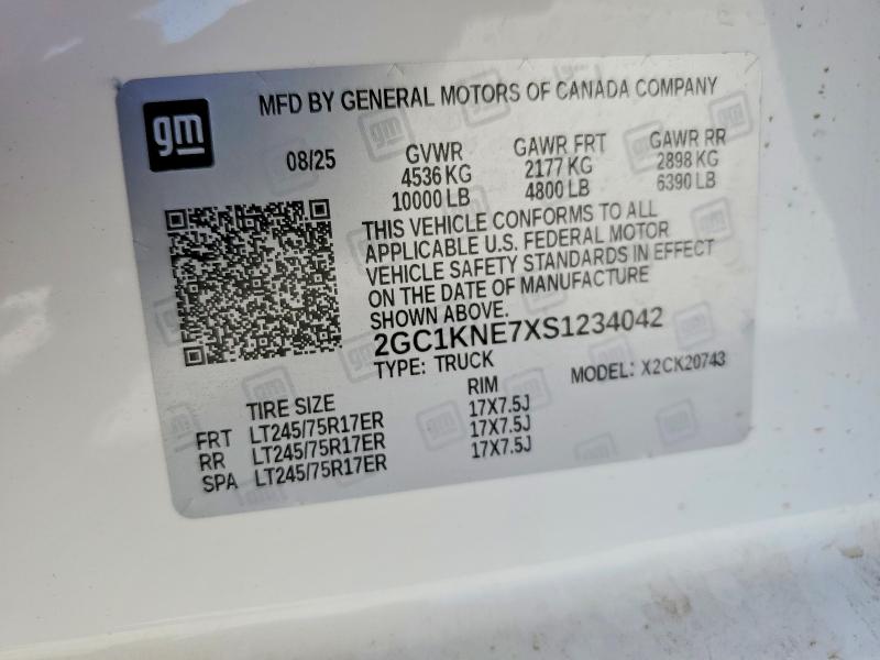Продажа на аукционе авто 2025 Chevrolet Silverado, vin: 2GC1KNE7XS1234042, номер лота: 61796676