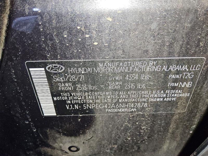 2022 Hyundai Sonata მანქანა იყიდება აუქციონზე, vin: 5NPEG4JA6NH142878, აუქციონის ნომერი: 57875016