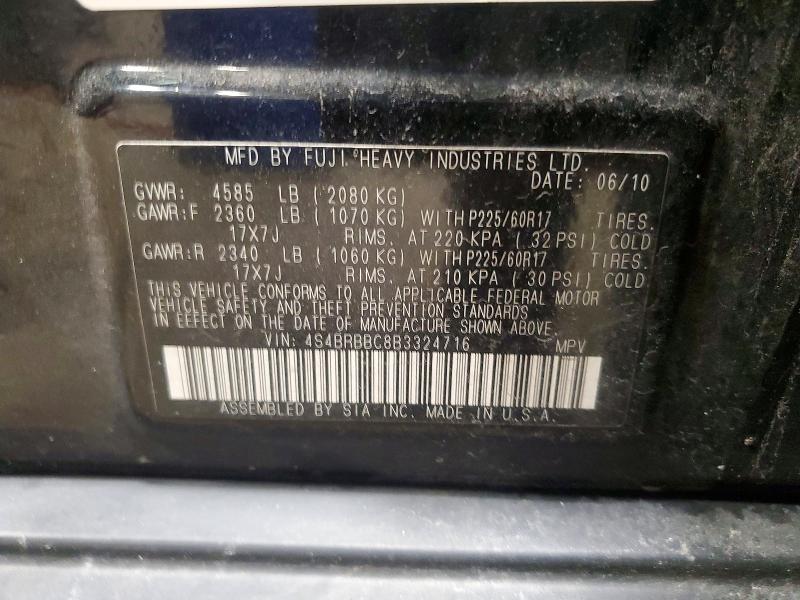 Aukcja sprzedaży 2011 Subaru Outback, vin: 4S4BRBBC8B3324716, numer aukcji: 59960066
