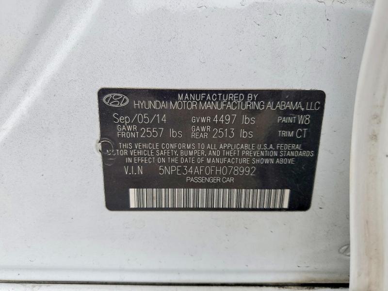 2015 Hyundai Sonata მანქანა იყიდება აუქციონზე, vin: 5NPE34AF0FH078992, აუქციონის ნომერი: 61017326