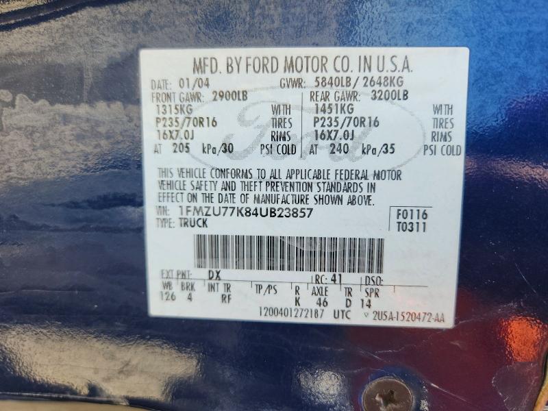 Auction sale of the 2004 Ford Explorer Sport Trac, vin: 1FMZU77K84UB23857, lot number: 62880476