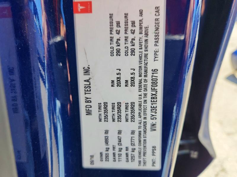 Продажа на аукционе авто 2018 Tesla Model 3, vin: 5YJ3E1EBXJF080716, номер лота: 62996336