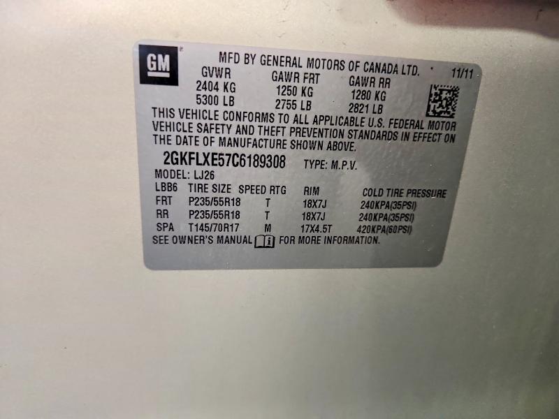 2012 Gmc Terrain მანქანა იყიდება აუქციონზე, vin: 2GKFLXE57C6189308, აუქციონის ნომერი: 61704396