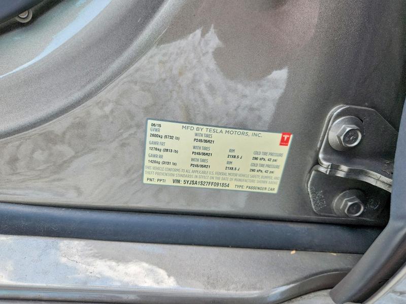 62959826 :رقم المزاد ، 5YJSA1S27FF091854 vin ، 2015 Tesla Model S مزاد بيع