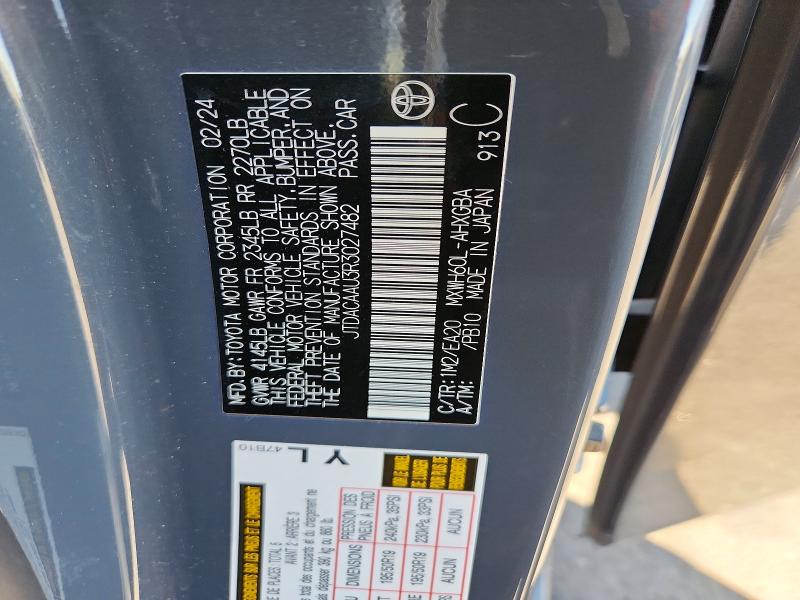 2024 Toyota Prius მანქანა იყიდება აუქციონზე, vin: JTDACAAU3R3027482, აუქციონის ნომერი: 63609236