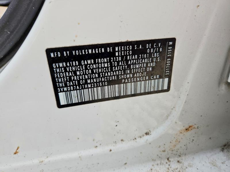 Aukcja sprzedaży 2017 Volkswagen Jetta, vin: 3VWDB7AJ1HM231510, numer aukcji: 59995556