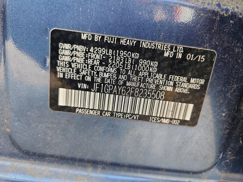 61282766 :رقم المزاد ، JF1GPAY62F8235508 vin ، 2015 Subaru Impreza مزاد بيع